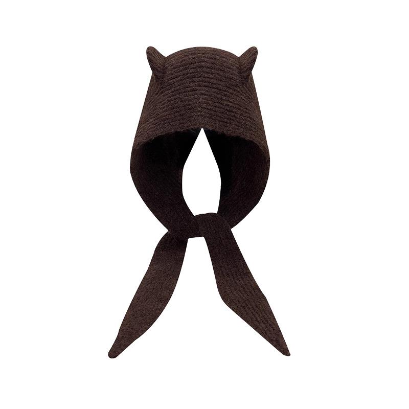 Women's autumn and winter wool hats, warm ears, cute knitted scarves, Lei Feng hats, trendy little devil balaclava hats
