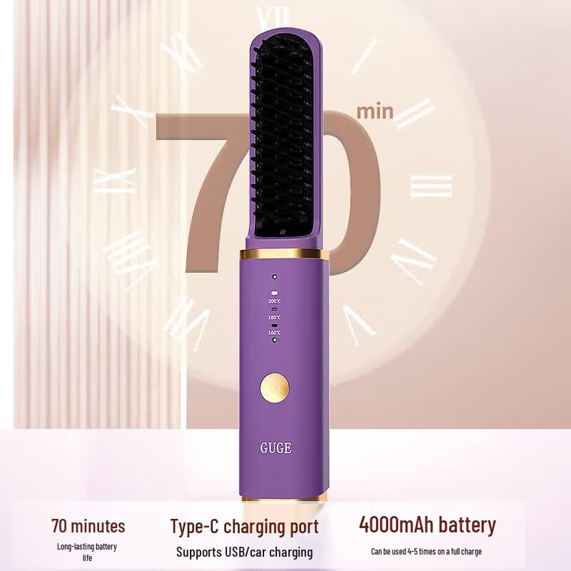 Wireless Negative Ion Hair Straightener Brush CN plug (adapter included)