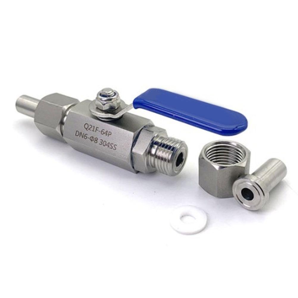 304 Stainless Steel Valve Connector Pipeline Connector DN6- 12mm Stainless Ball Valve 0-120 C Easy Installation