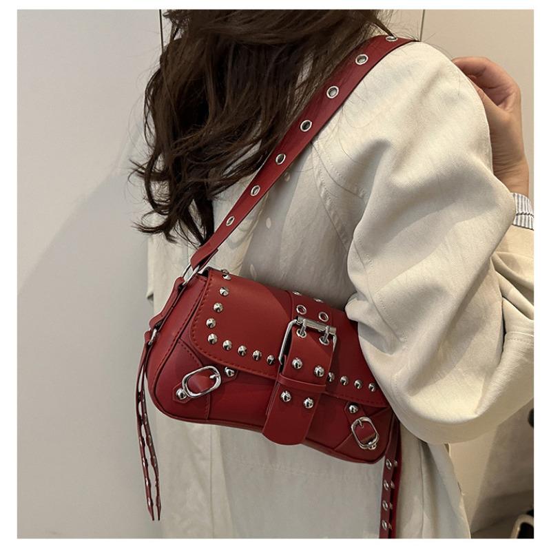 Fashion Rivet Handbag 2026 Chic Motorcycle Single Shoulder Bag Small Design Casual Minimalist Crossbody Square Bag KTB
