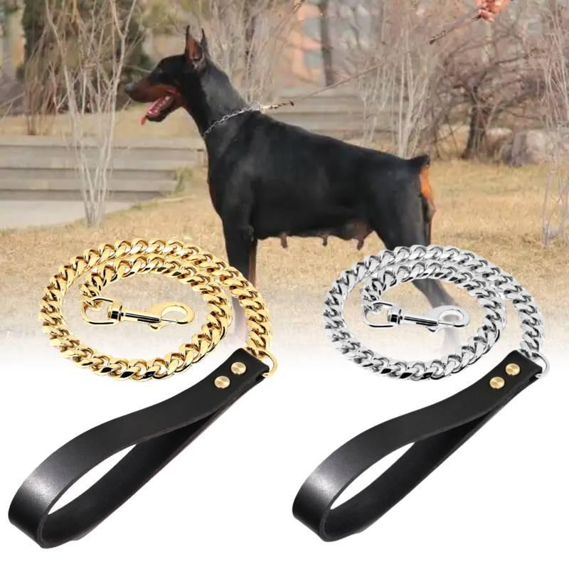 Pet Collar Training Metal Dog Chain Collar Leash  Traction Rope Stainless Belt