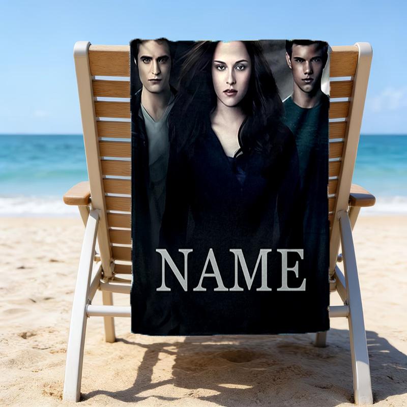 1pc Twilight Beach Towel with Custom Name, Beach/Swimming/Bath/Picnic/Camping Towel, Suitable for Seaside Beaches
