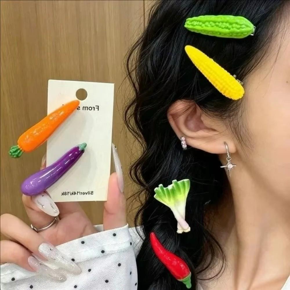 6Pcs/Set Fun Appearance Food-Shaped Hairpin Novelty Side Hair Clips Bangs Flyaway Hair