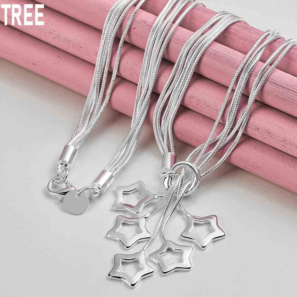 925 Sterling Silver Snake Chain Star Necklace Fashionable Wedding Jewelry