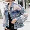 Jeans Jackets Summer Spring Autumn Long Sleeve Plus Size Women's Coat Loose Lace Patchwork Top Jacket Ladies Denim Coat