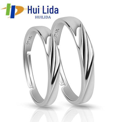 Korean Style Love Knot Adjustable Silver Couple Rings - Women's Wedding Bands & Valentine's Day Gifts