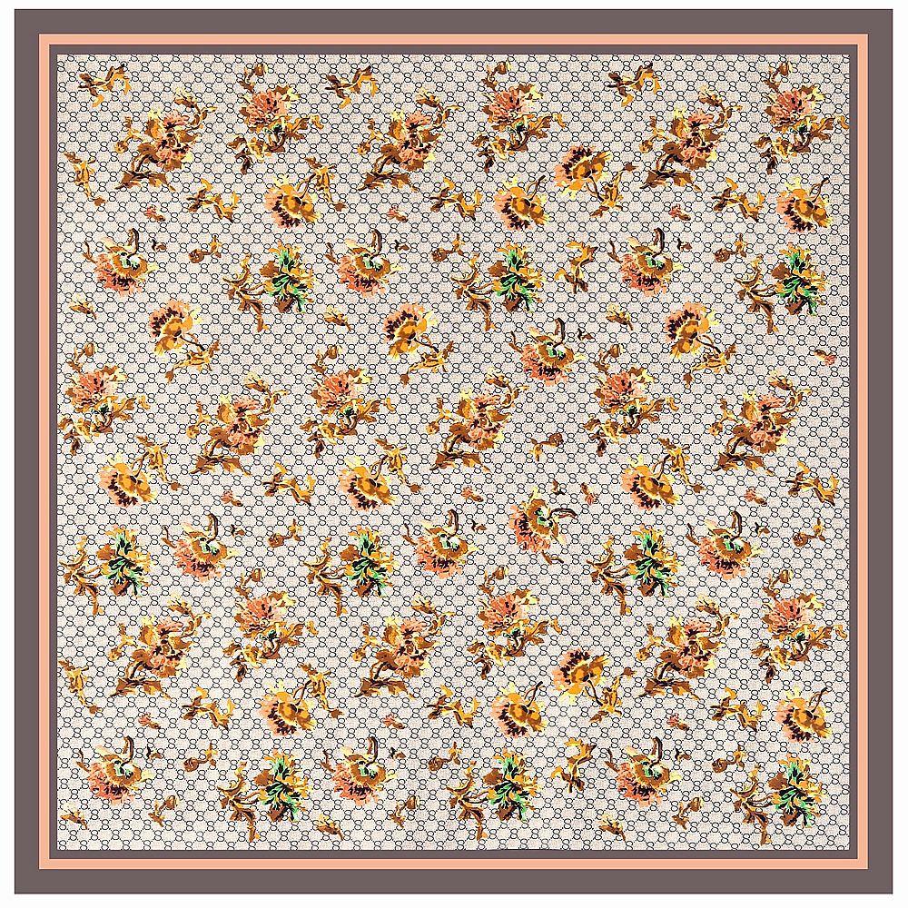 New 130cm Twill Silk Scarf Fashion Rose Flowers Design Women Shawl Bandana Kerchief Female Large Head Square Scarves