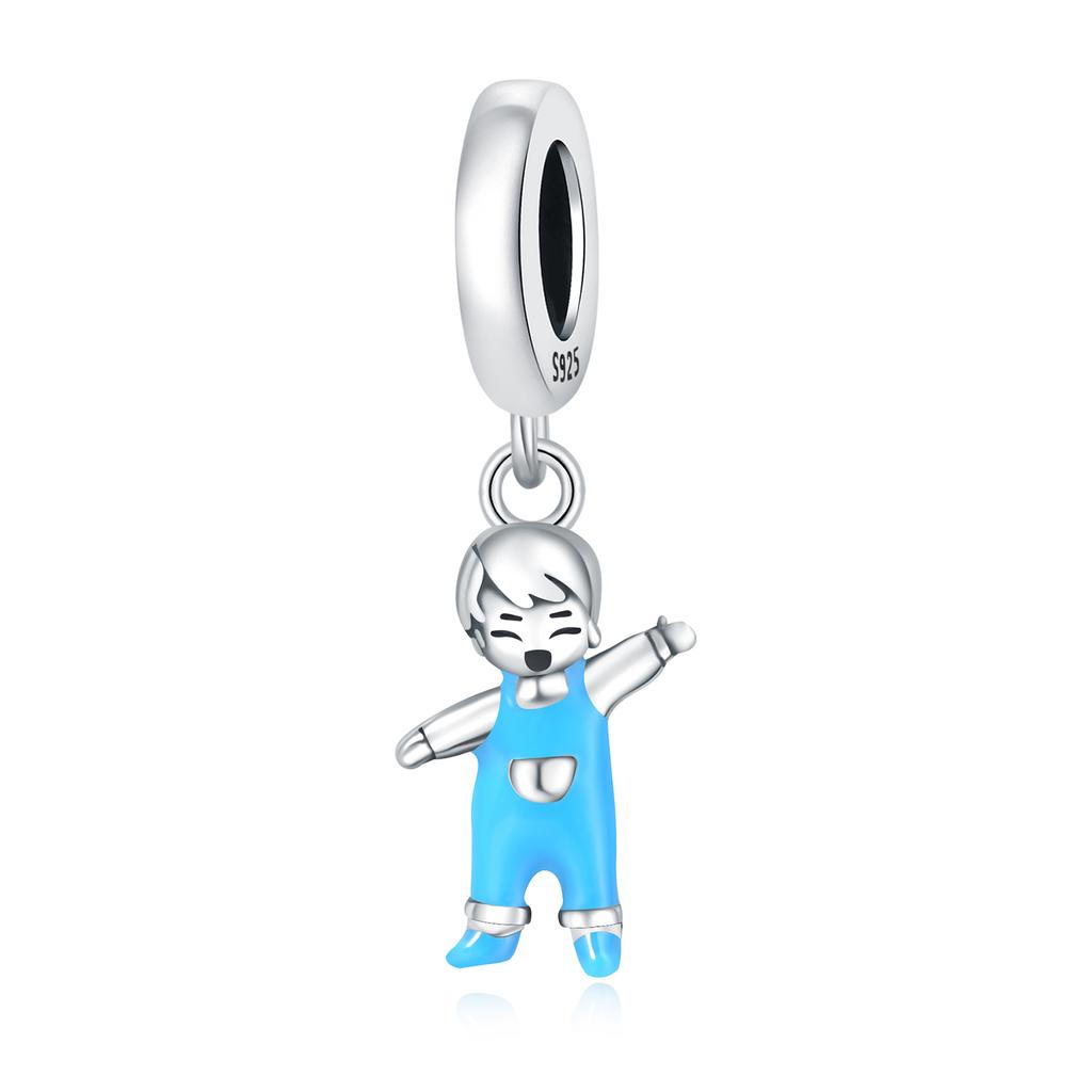 Authentische Originale Kupfermetall Anhängerperlen Komponenten Luxus Blaue Jungen Anhängerperlen Komponente Perlen Komponenten Kompatibel Mit Armband Hohe Qualität
