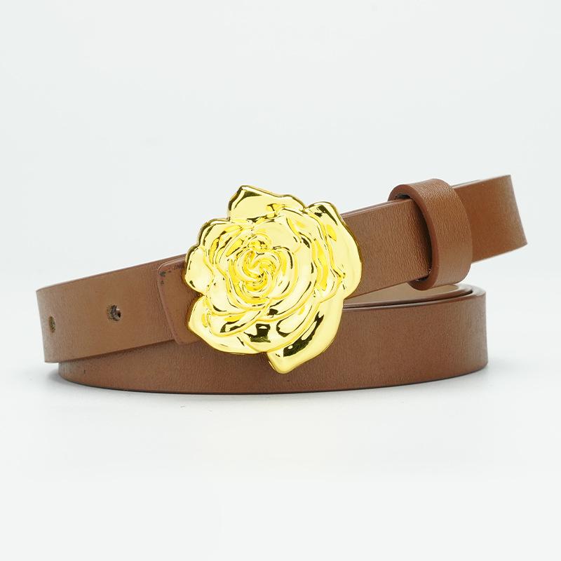 Women'S Leather Belt New Double-Sided Versatile Belt Pure Cowhide Women'S Smooth Buckle Belt Women