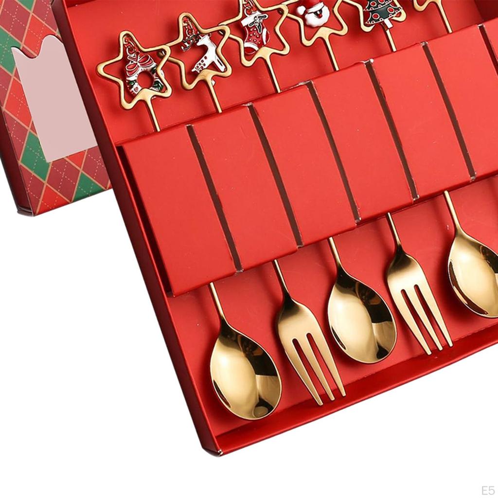 Christmas Cutlery with Gift Box, Fork And Spoon Set, Multipurpose Tea Spoons,