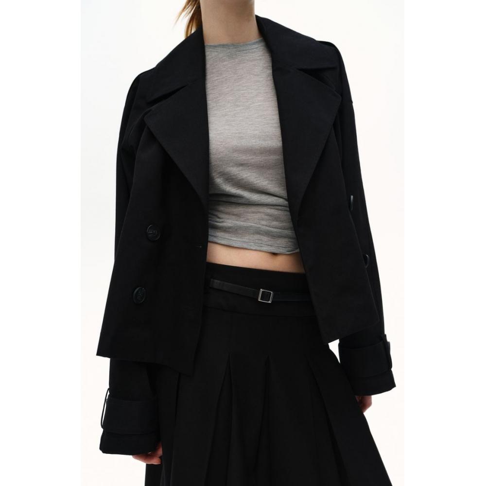 

H M sHort trencH Coat Black