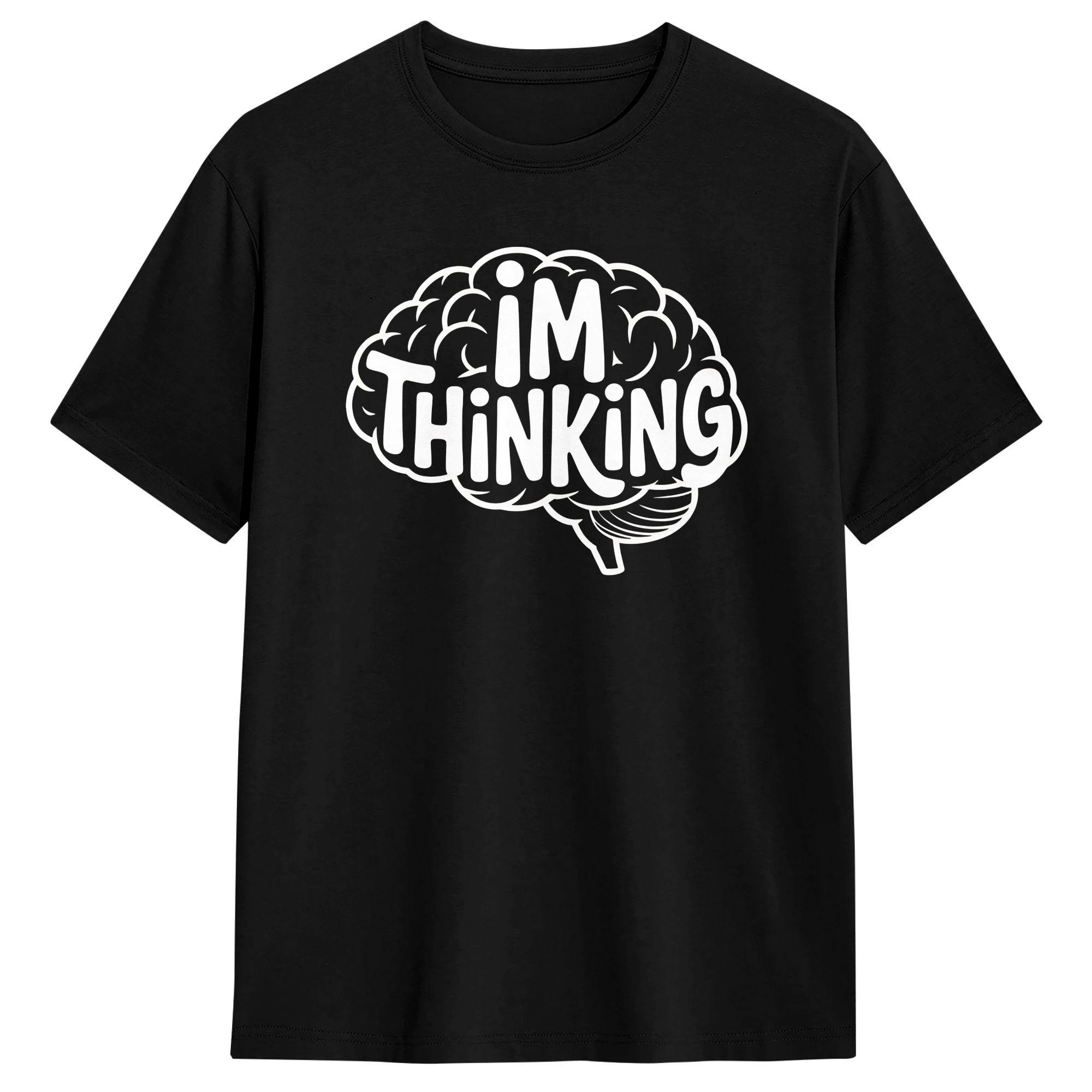 Im Thinking Buffering Processing Funny Stand TShirt Beach Y2K Basic T Shirts Cotton Harajuku Tshirt For Unisex Print Top Tees S