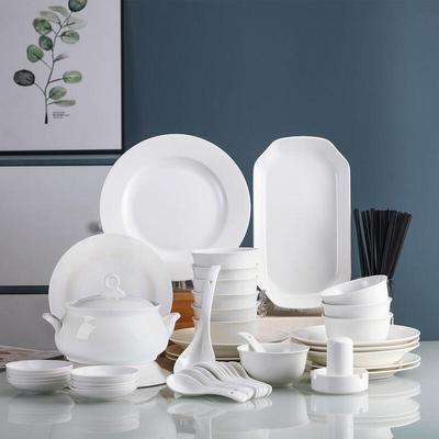 Haoya Jingdezhen 58dílná bílá keramická jídelní sada