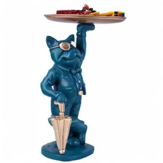 

Крутая статуэтка собаки с тарелкой, статуэтка для домашнего декора, статуэтка для декора гостиной (синий)