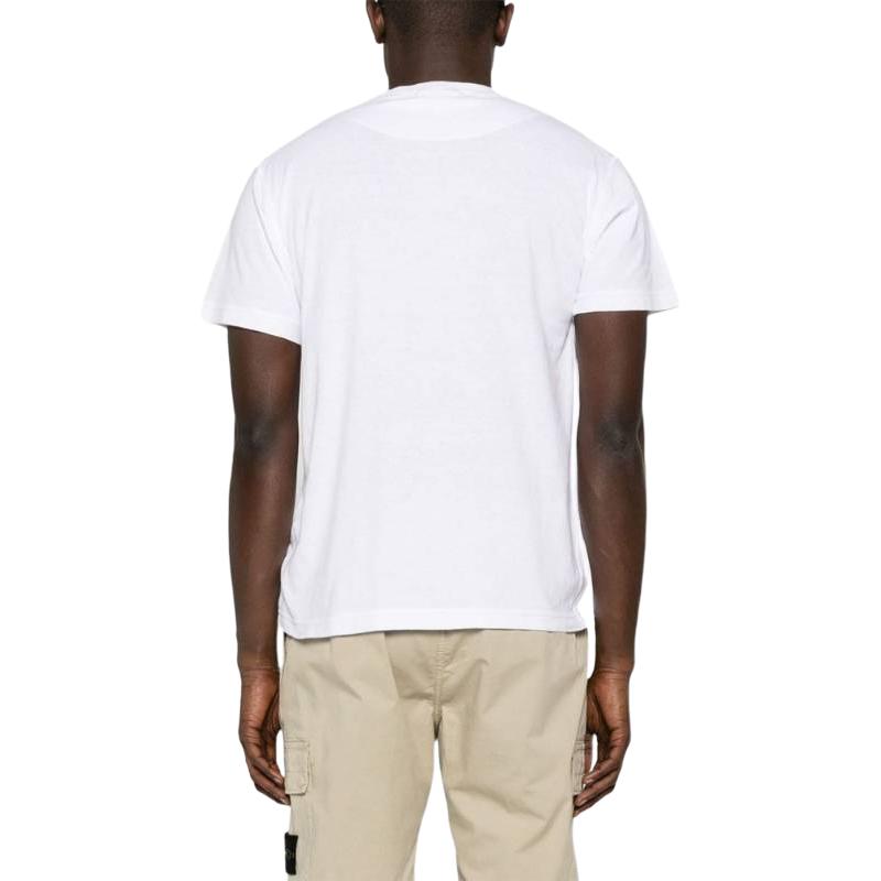 STONE ISLAND Logo Patch T-Shirt White Men Tops 801523757-A0001