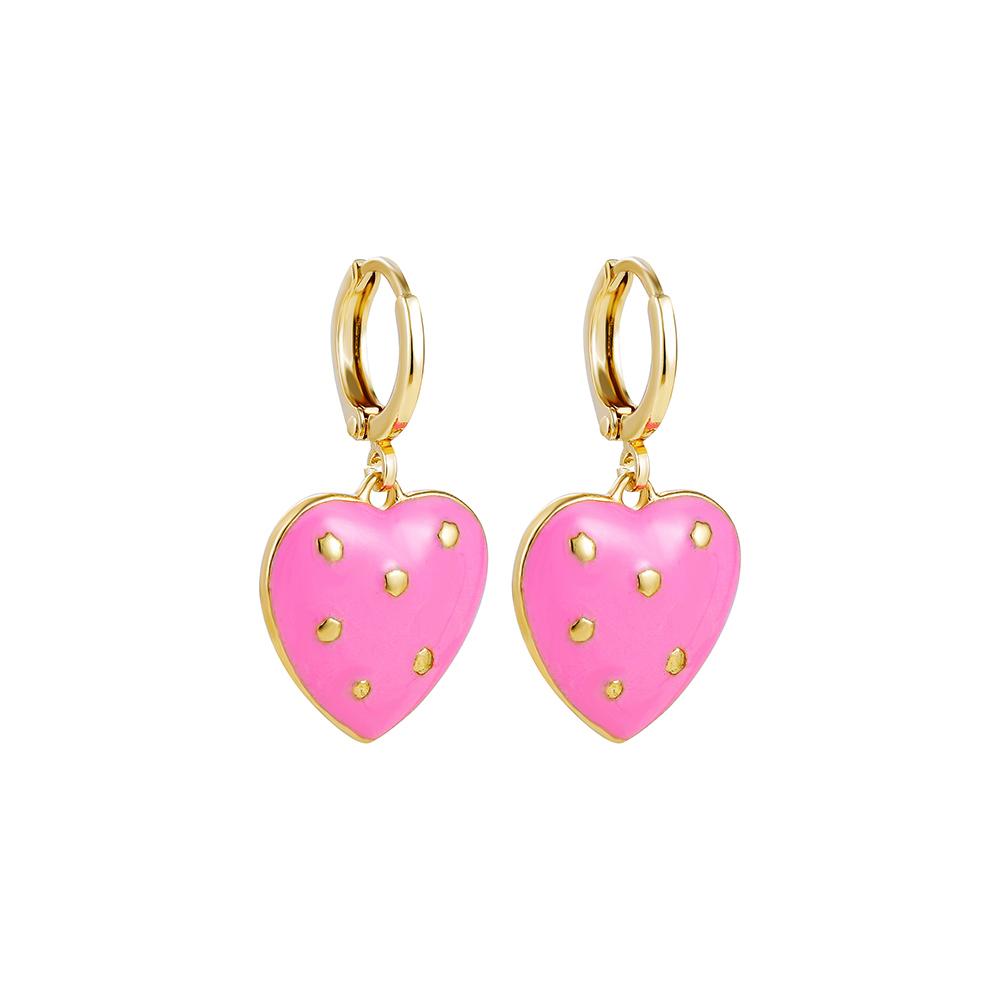 New Fashion Circle Ear Huggie Small Hoop Earrings for Women Cute Candy Color Enamel Round Heart Earrings Party Zircon