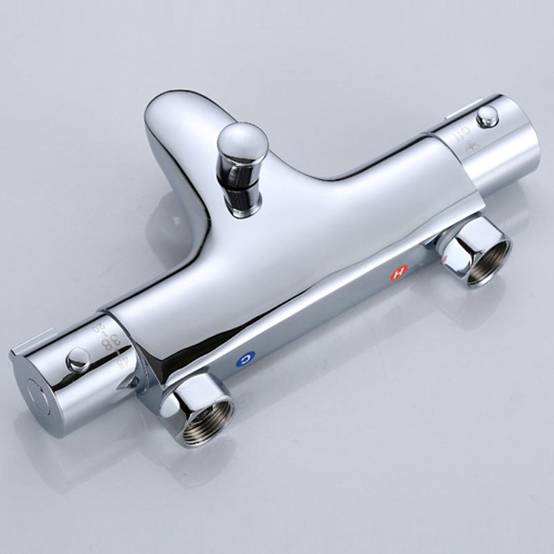 Professioneller Thermostatischer Badezimmer-Mischbatterie, Messing Chrom Wandmontierte Duscharmatur mit Temperaturregelung für Wanne