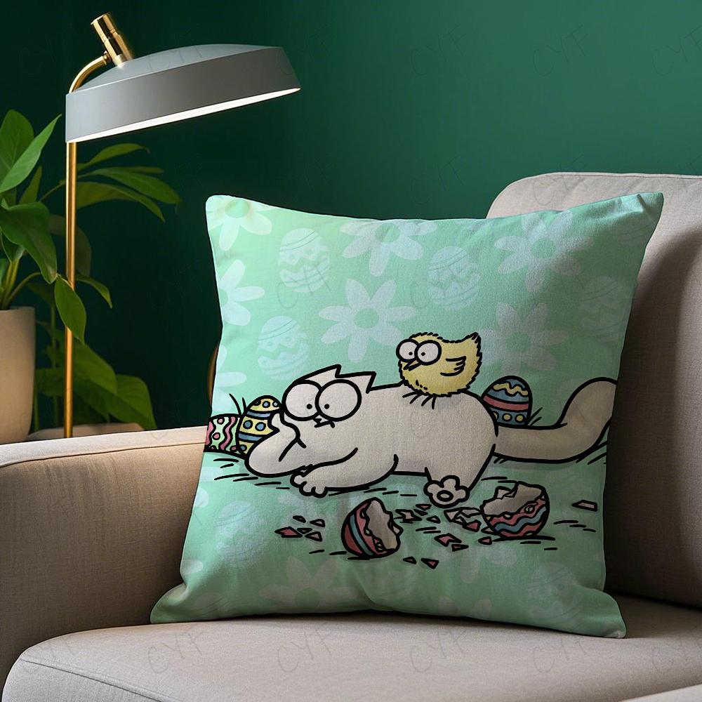 KawaiiS-Simons Cat B Cushion Cover Pillow Case Pillowcase Anti-dustmite Pillow Invisible zipper silky short plush Sofa cushion