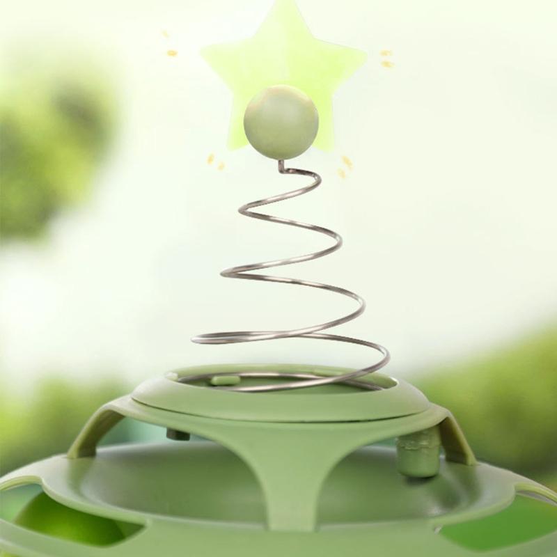Cat Toy Interactive Roller Tracks Tower Turntable Ball with Teaser Pet Toy