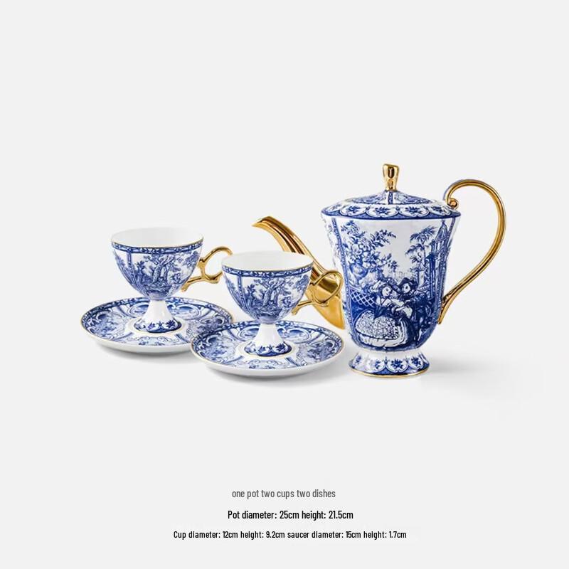 Сине-белый керамический набор для кофе и чая