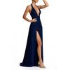 2026 European and American Summer New Dresses, Elegant Temperament Banquet Solid Color Split Deep V-neck Dress