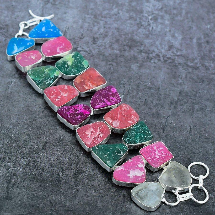 Hememorphite Druzy Handmade 925 Sterling Silver Bracelet 7-8" d0L15