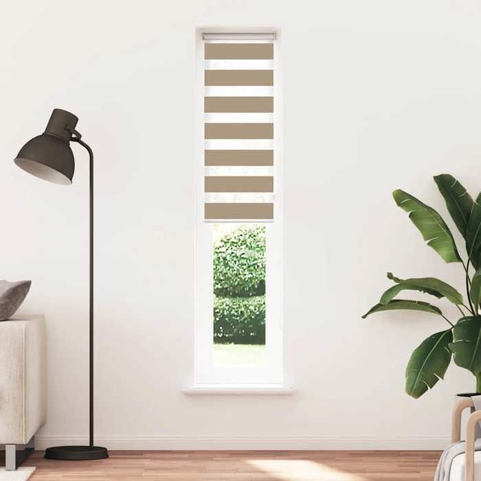 VidaXL Store Zebra Brown Sand Fabric Width 35.9 Cm Polyester, Zebra Roller Blind, Zebra Blind for Window, Blind 4014561