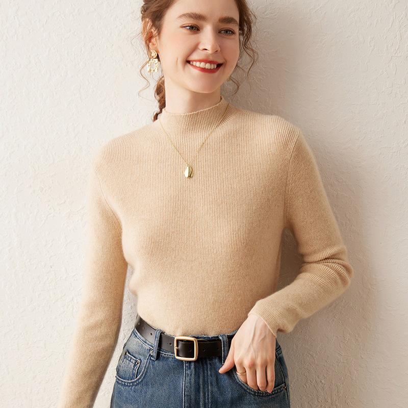 Women's Soft Cashmere Half-High Neck Sweater – Perfect for Daily Wear, Commuting, and Layering