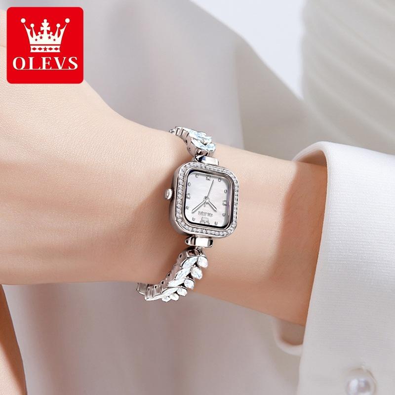 OLEVS Brand Square Quartz Watch New Diamond-encrusted Women's Watch