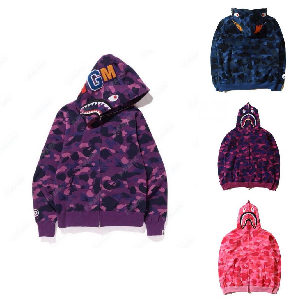 Camouflage Shark Head 3d Print Hoodie With Zipper For Men Women Casual Wear