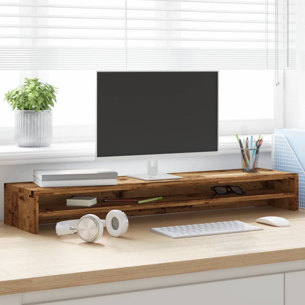 Monitor Stand with Vintage Wood Look 100 X 24 X 13 Cm Engineered Wood