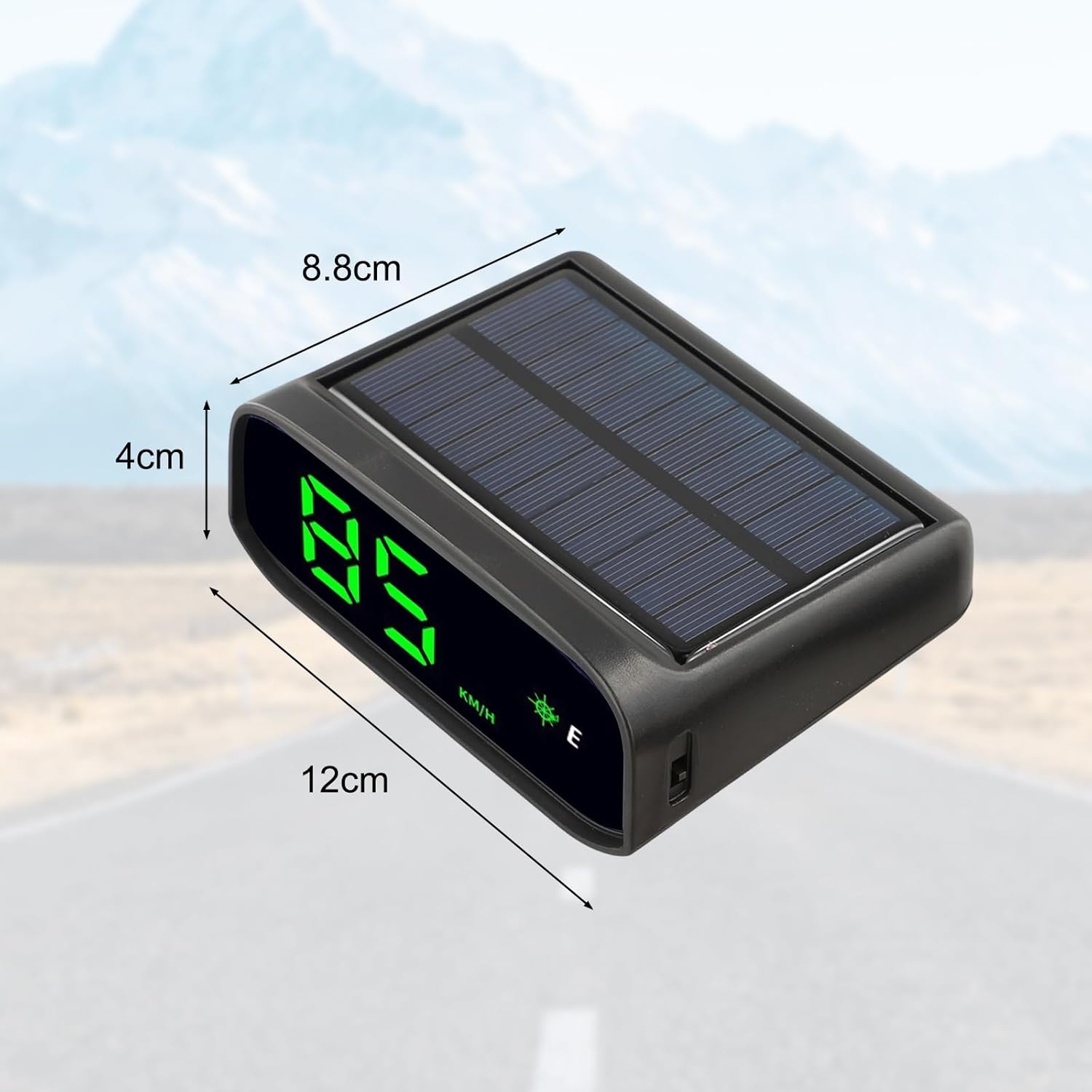 Solar Powered Head Up Display GPS Digital Car Speedometer with Intelligent Light Sensing HUD High Definition LED for Day and Night Compass Function