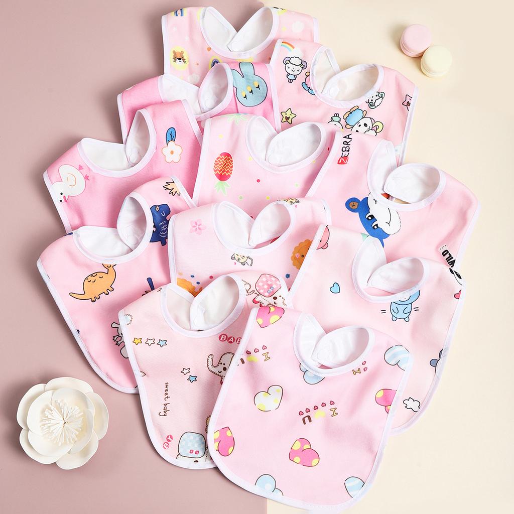 Random 4/6/8/10PCS Baby Bibs Cotton Waterproof Bib Children Feeding Clothes Protection Kids Toddler Scarf for Newborns Boys Girl