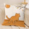 Cute Cartoon Orange Cat Cushion Cover Square Pillow Bedroom Sofa Leisure Comfort Living Room Home Decoration X