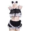 Sexy Dessous Anime Lolita Mädchen Dienstmädchen Katze Uniform Niedlich Rosa Katzenohren Chiffon Kleidung Dienstmädchen Outfit Cosplay Kostüm