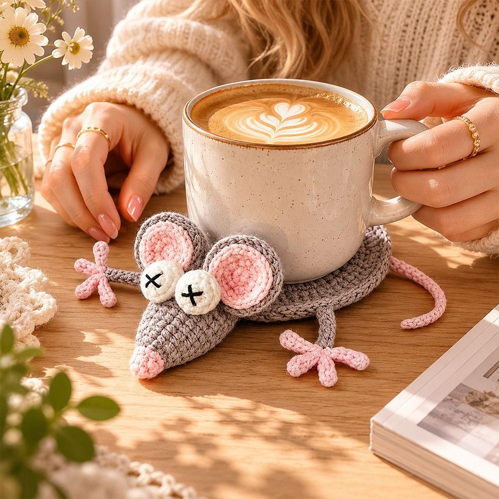 Handmade Crochet Craft Crochet Animal Coaster Heat Insulation Coffee Pad  Daily Drink Cup Mat