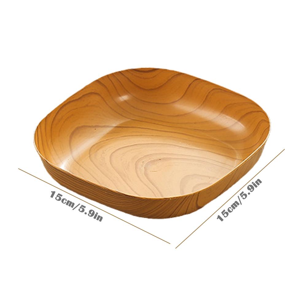 Kitchen Wood Grain Plastic Square Plate Japanese Simple Wood Grain Dish Set For Tableware Kitchen Bowl Dish Dinnerware