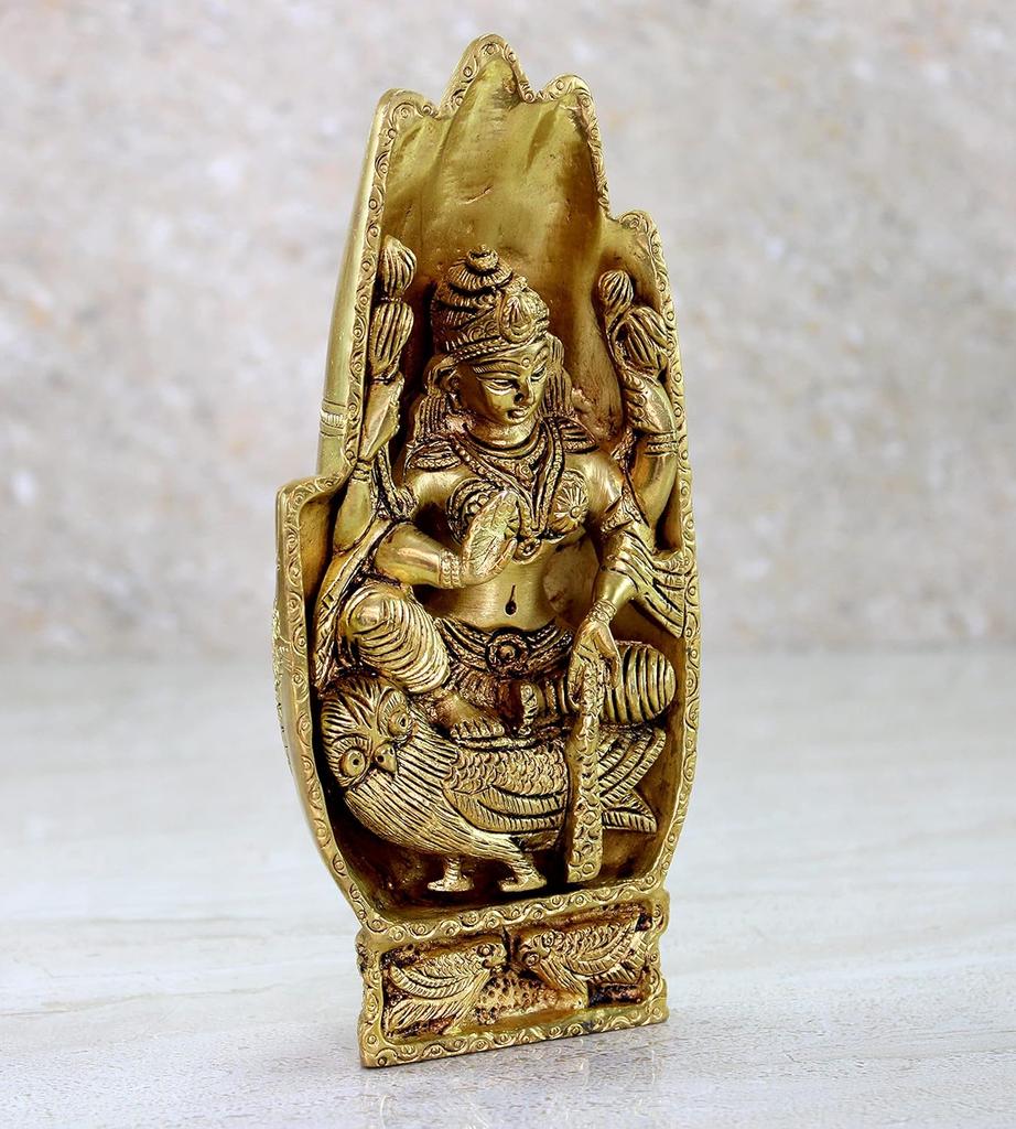 Original Brass Lakshmi Laxmi Goddess Murti, Pooja Idols, Golden - 7 Inches
