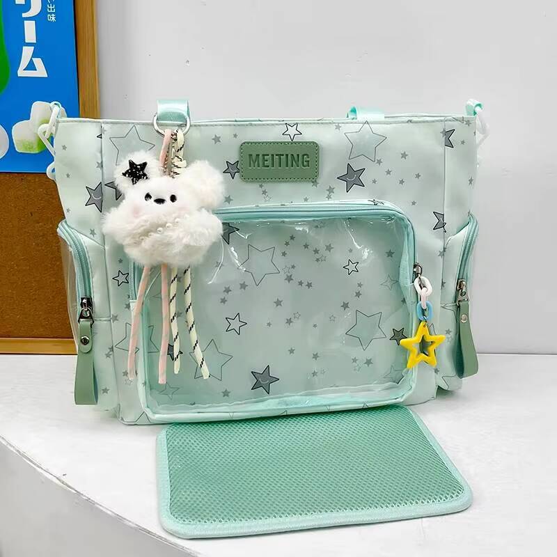 New Y2K Cute Star Comic Ita Bag Women's Fashion Shoulder Bags Lolita Girl Transparent Tote Bag DIY Display Crossbody Bag Handbag
