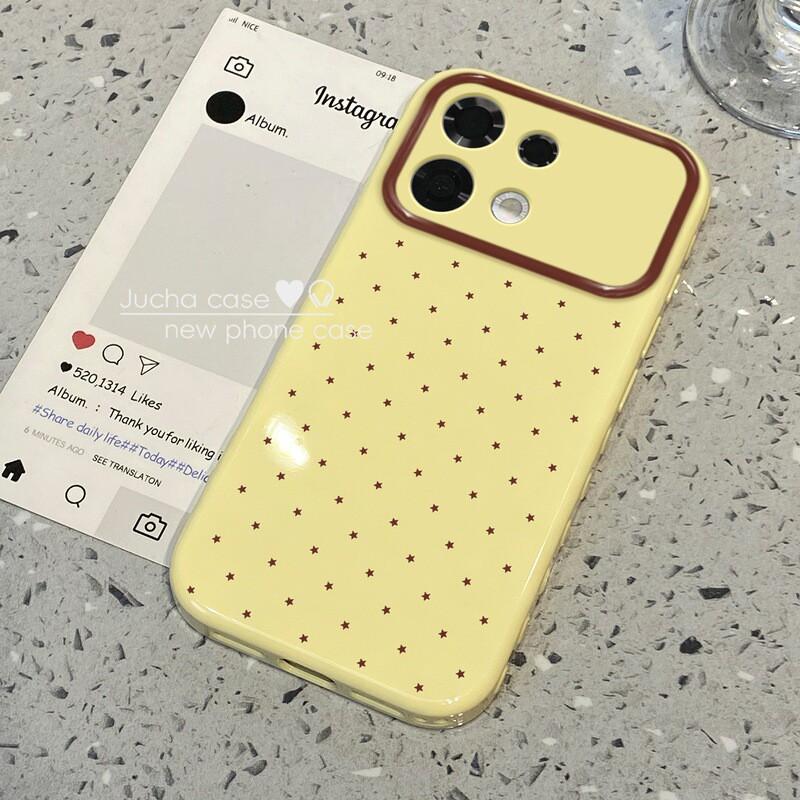Soft Silicone Phone Case OPPO Reno16 Pro Reno14 With Full Cover Star Yellow Pink Anti-Drop Protection OPPO Reno16