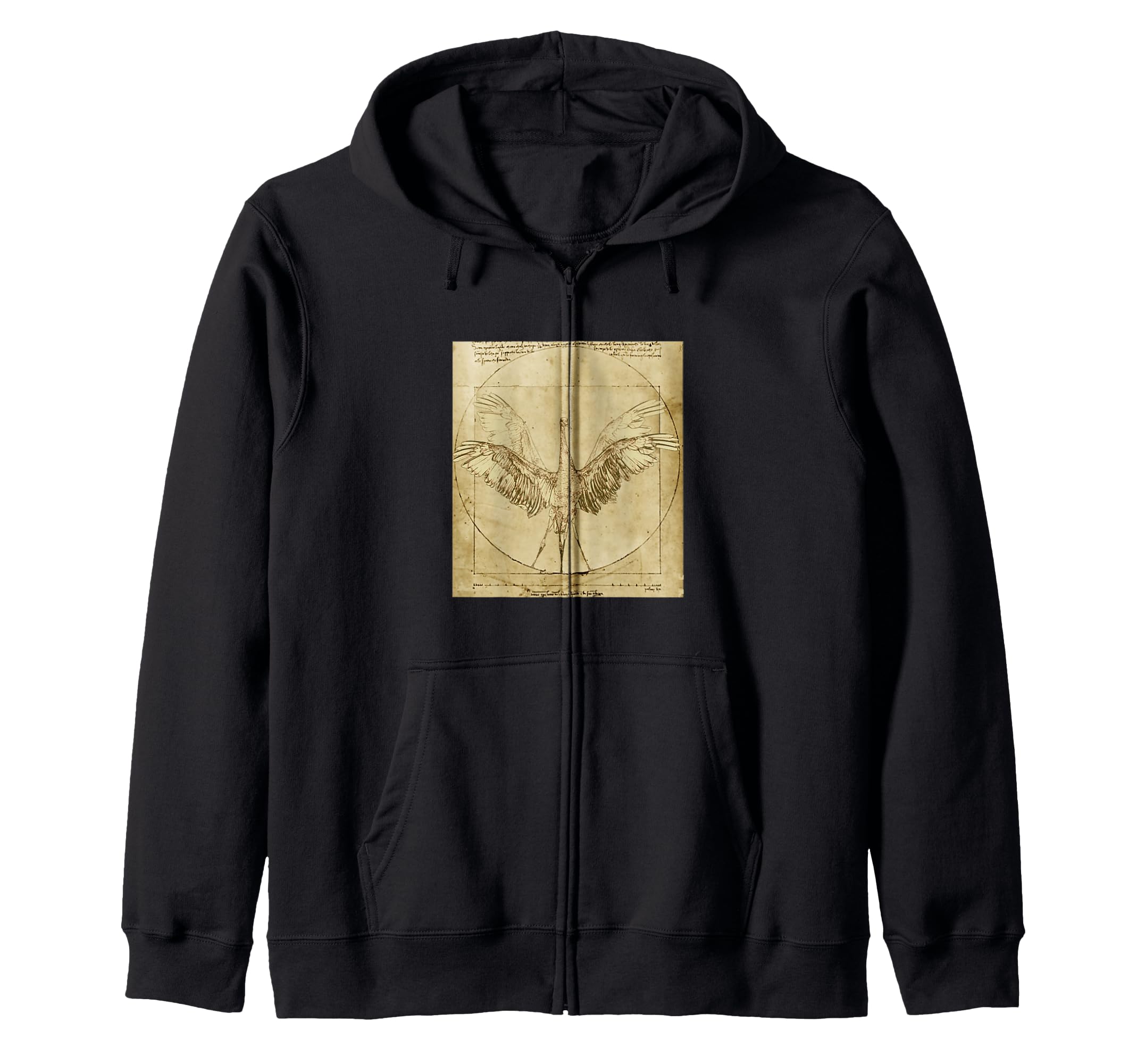 

Leonardo da Vinci Vitruvian Cranr Vintage Retro Artwork Gift Zip Hoodie чёрный