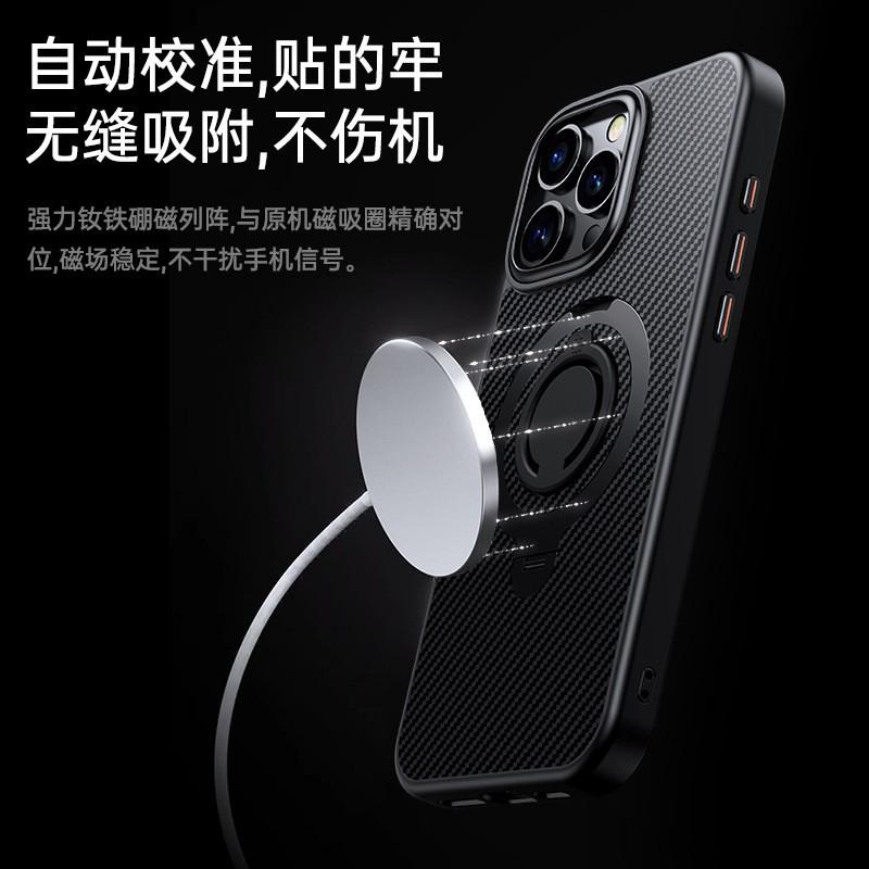 Carbon Fiber Phone Case With 360 Rotating Magnetic Stand IPhone 16 Pro Plus 15 Series 14 13 12 SE4 2025 TPU PC Hybrid