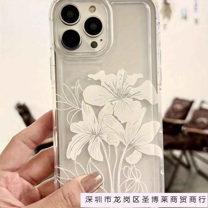 White flower for iPhone16 airbag 15 Apple 14 mobile phone case 13promax transparent 12 advanced 11 burst