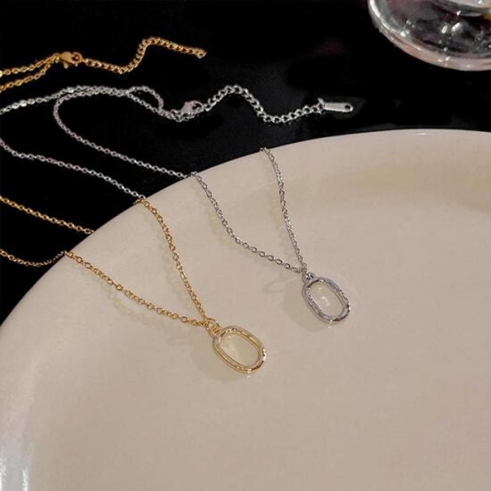 New Arrivals Open Run Simple Thin Chain Circle Charm Women Necklace Silver Gold