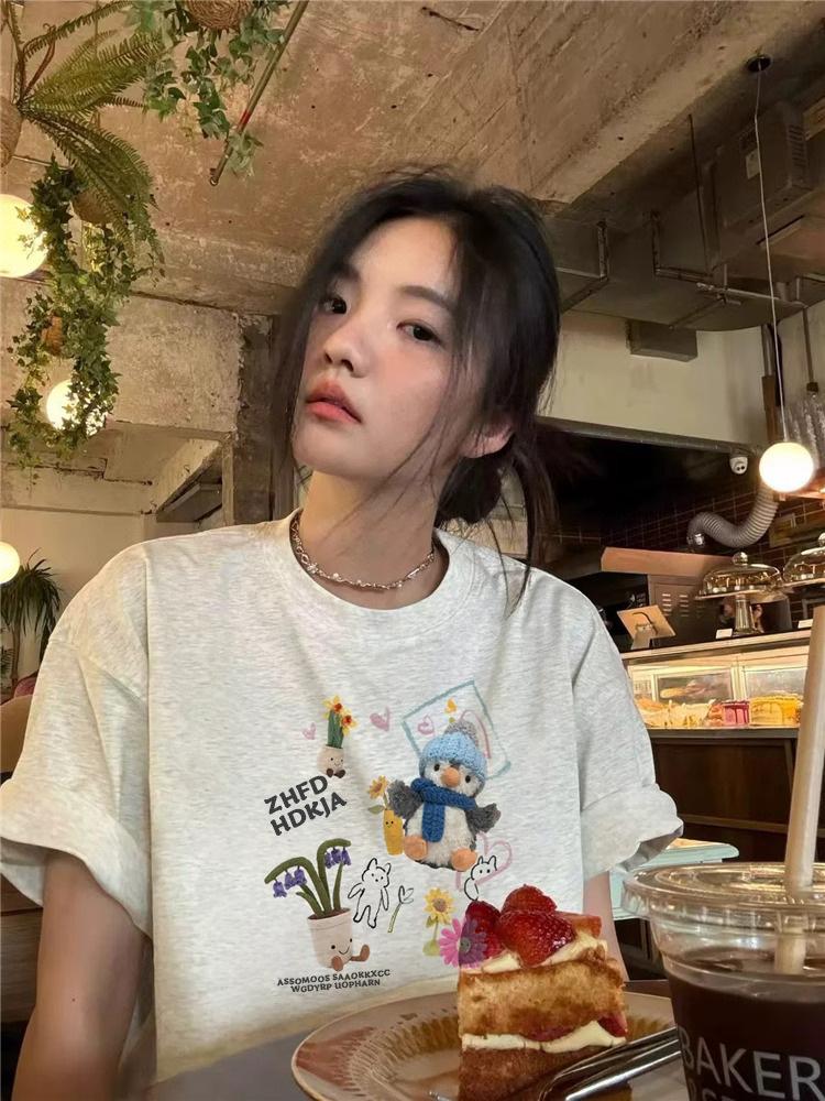 

Women s Retro Streetwear Cotton T-Shirt: 2025 Summer Design XXL
