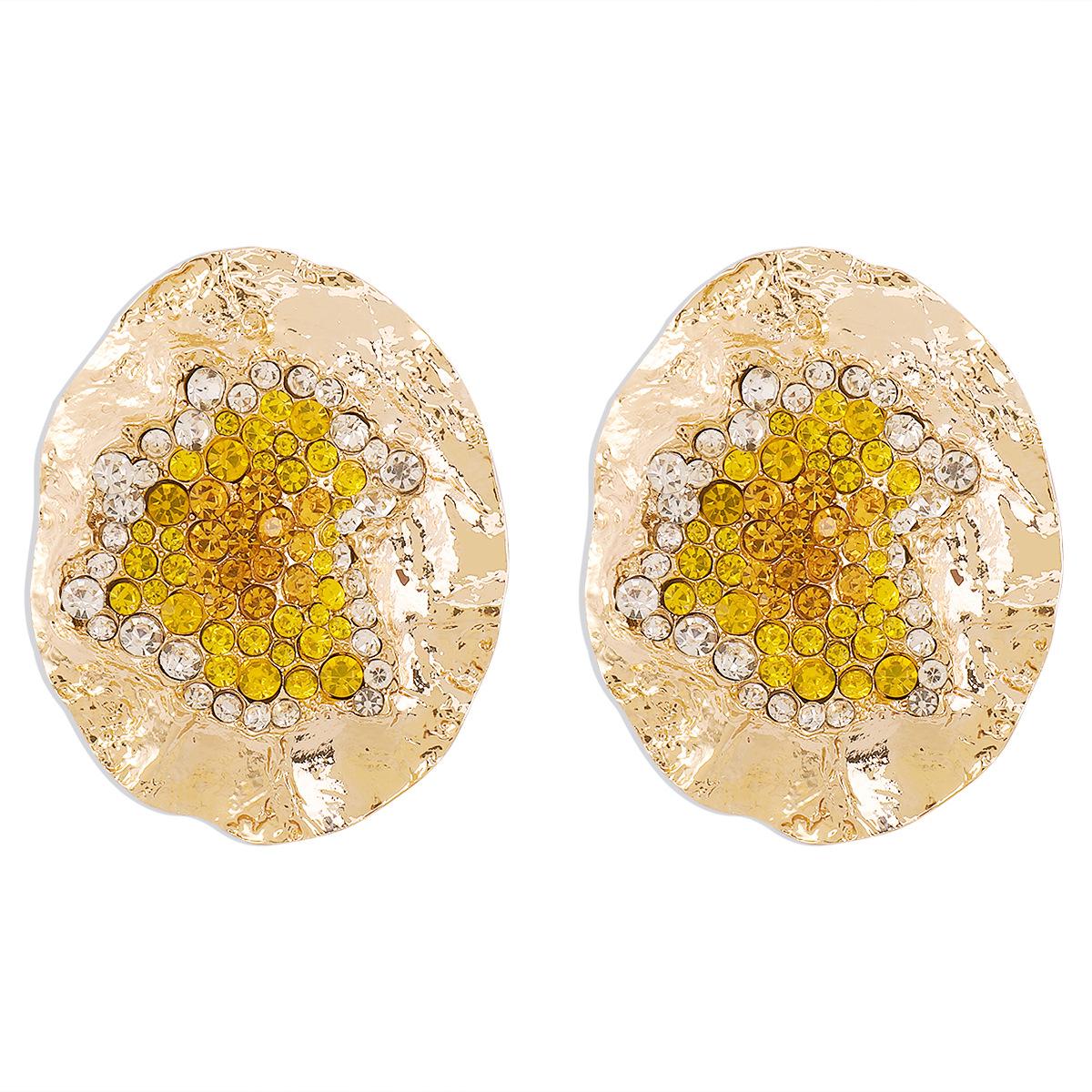 

Medieval Exaggerated Heavy Work Geometric Stud Earrings Personality Temperament Luxury Color Zircon Ear Jewelry Elegant