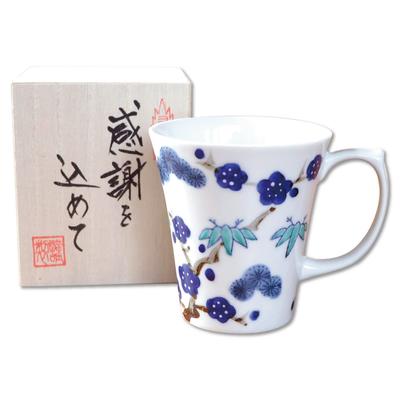 Důchodový dárkový hrnek Šálek kávy Arita Ware Děkuji Dárek v dřevěné krabičce Trezor do mikrovlnné trouby Kissho Shochikubai Blue