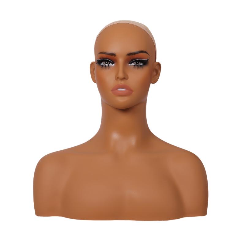 European & American Mannequin: Half Body with Double Shoulders for Wig, Jewelry, and Necklace Display