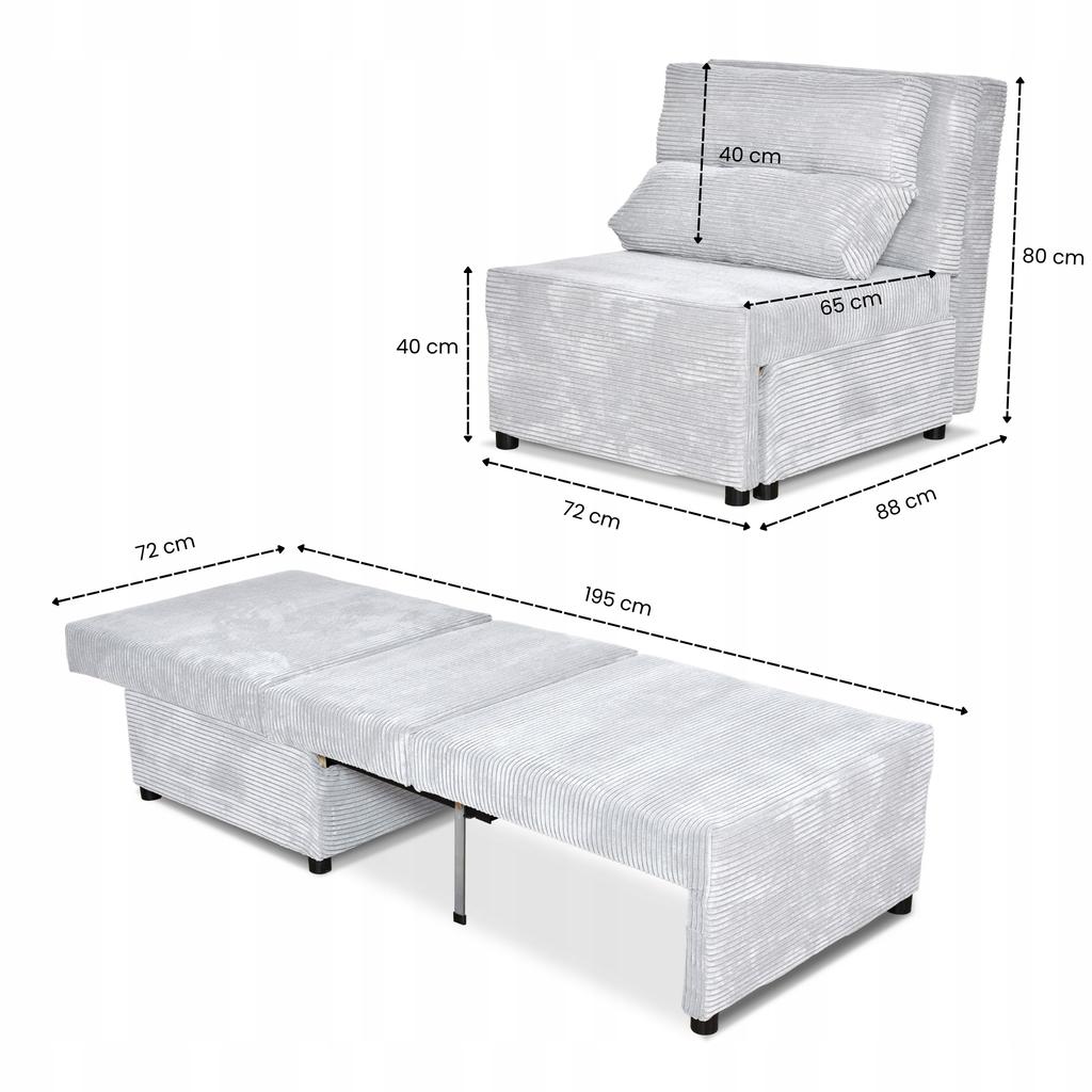 Fold-out Armchair Sleeping Function KIMO Bedding Container Family Furniture Grey