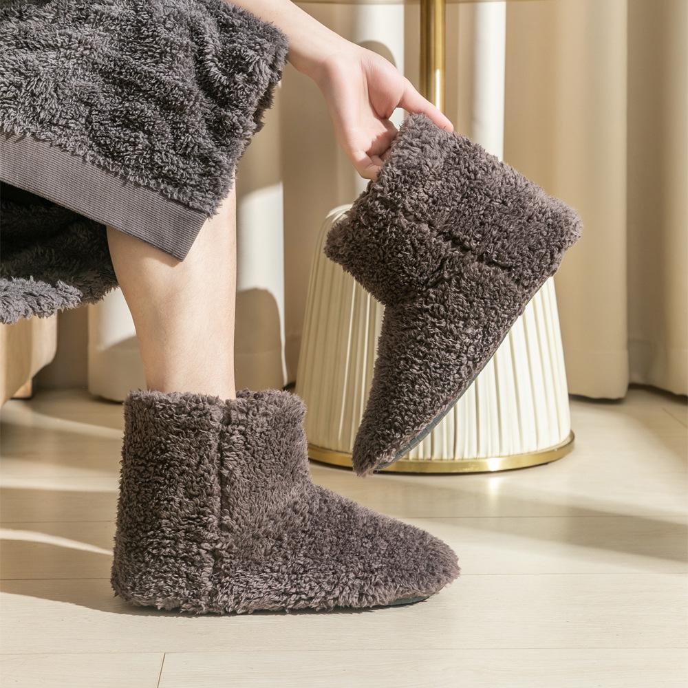 Fashion Warm Faux Fur Slippers Women Men Winter Shoes Indoor Home Soft Plush Footwear Solid Color Girls Boys House Floor Fluffy Boots